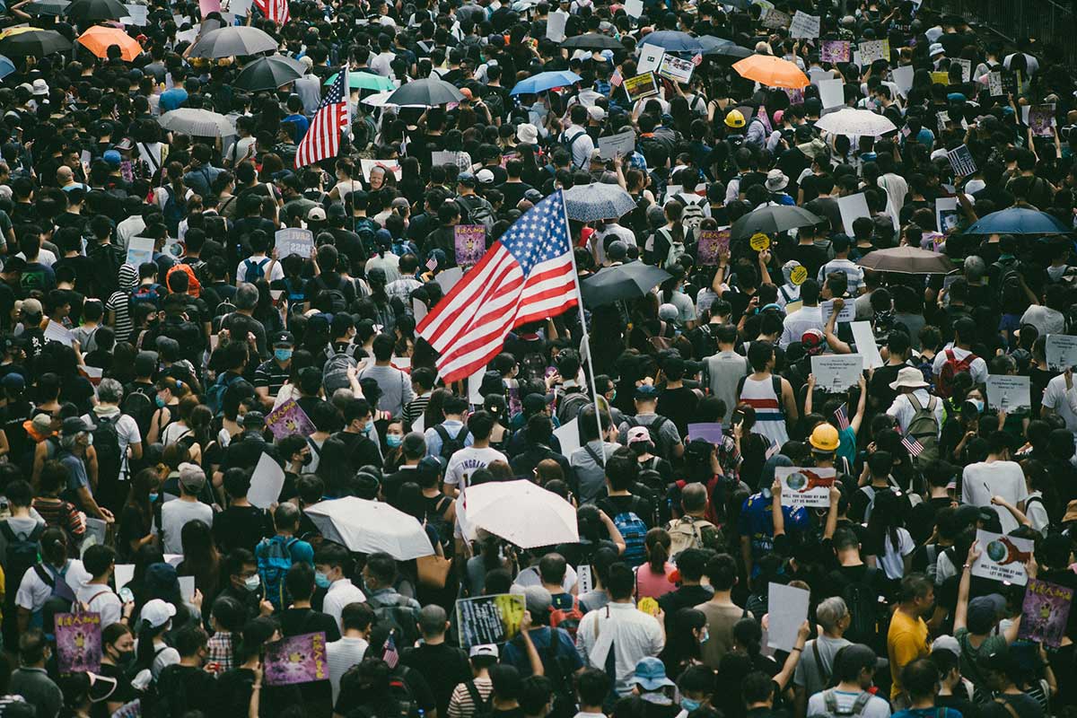 A crowd of people
