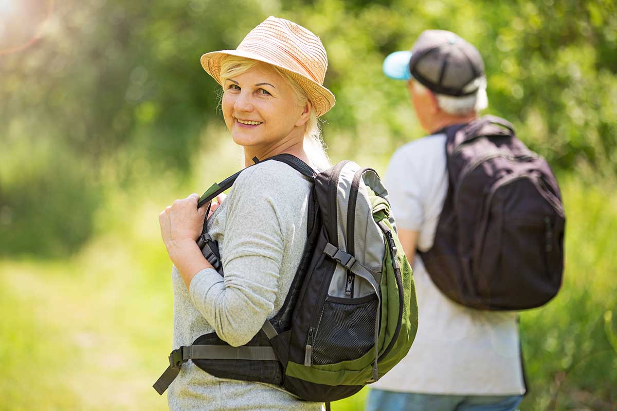 A couple hiking